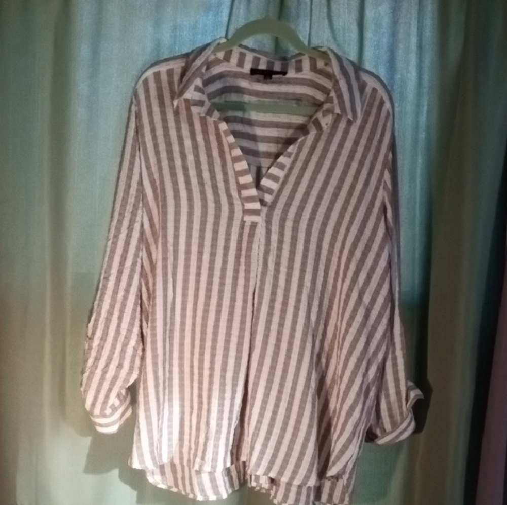 Chic Striped Button Down Shirt - image 1